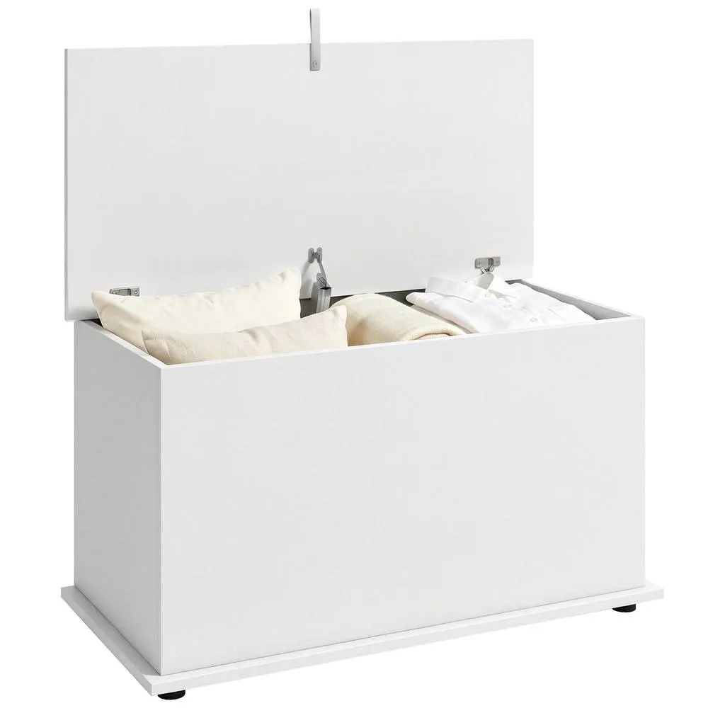 HOMCOM Storage Chest with Safety Hinged Lid, 102L Storage Box, White