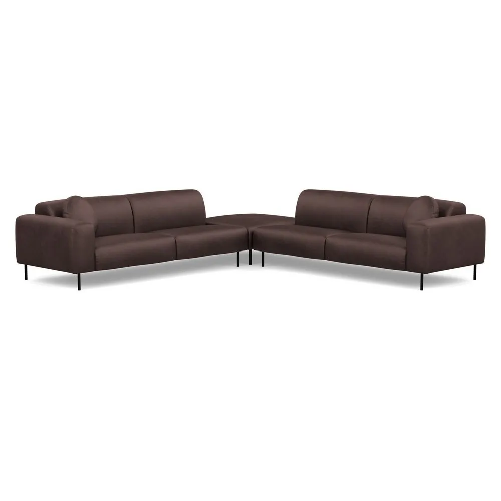 Heal's Luna Large Corner Sofa Luxury Leather Coco Black Feet