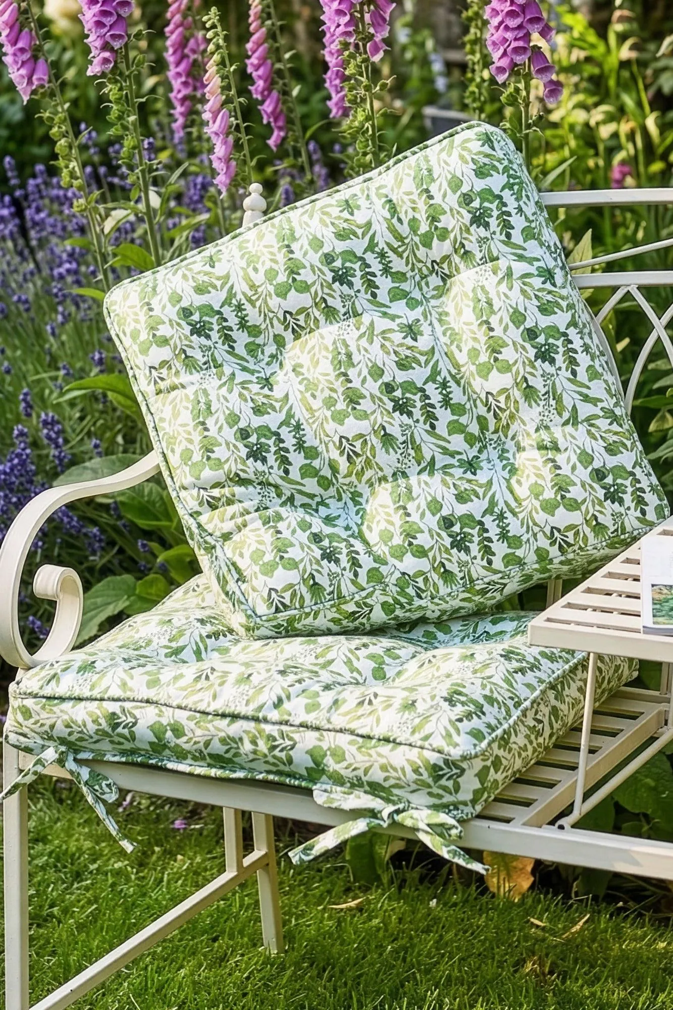 Dibor Set of 2 Green Square Summer Outdoor Garden Chair Seat Pad Cushions W45 x L45cm