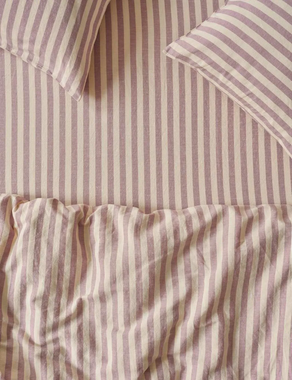 Piglet In Bed Linen Rich Pembroke Stripe Fitted Sheet Purple Mix