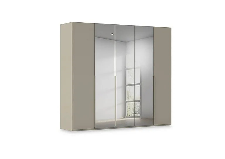 Haven 251cm 5 Door Hinged Wardrobe with 2 Décor Doors and 3 Mirror Doors