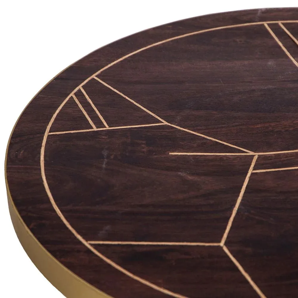 IH Design Jusleen Solid Mango Wood Round Coffee Table in Brown 5