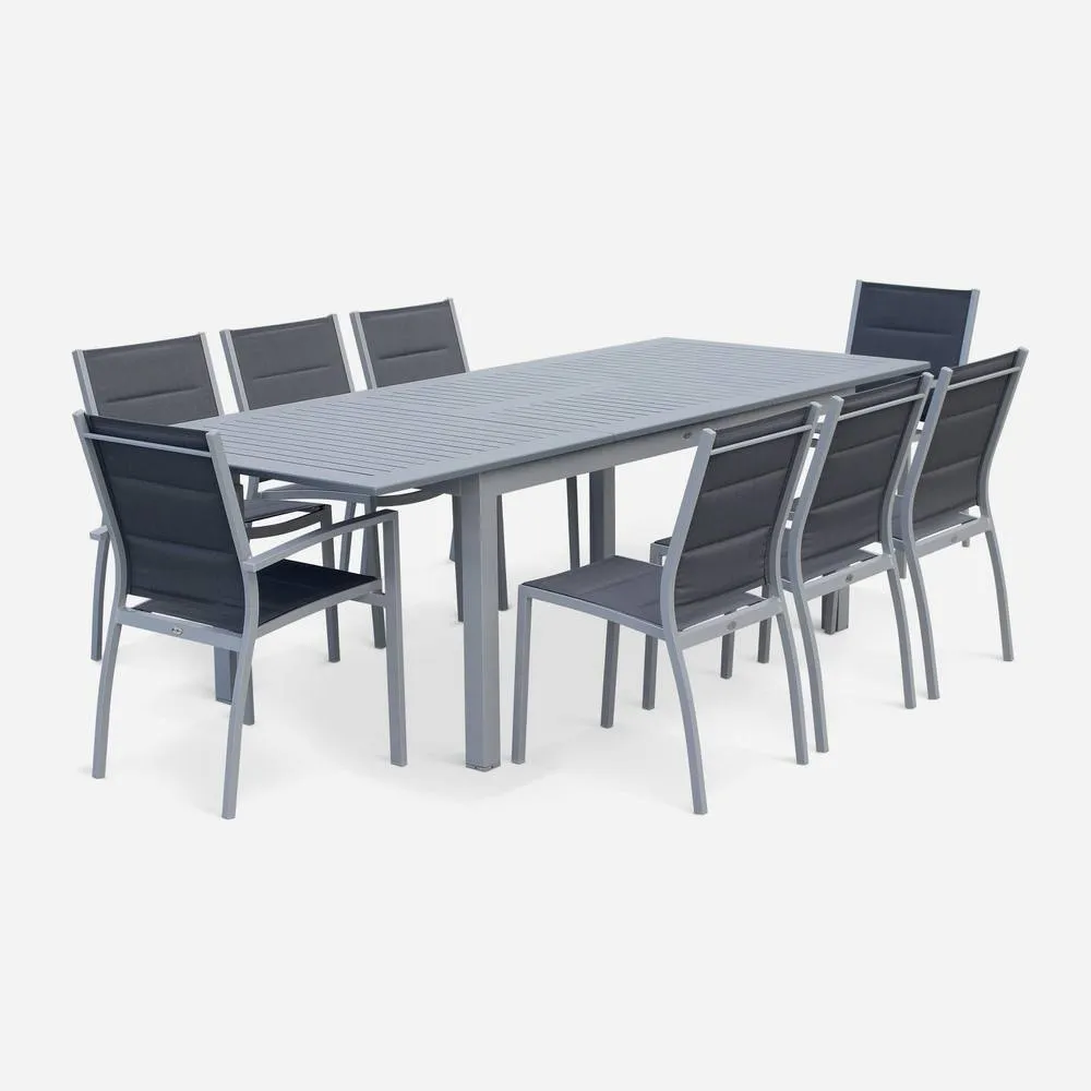 sweeek 8-seater Extendable Garden Table Aluminum in Grey 3
