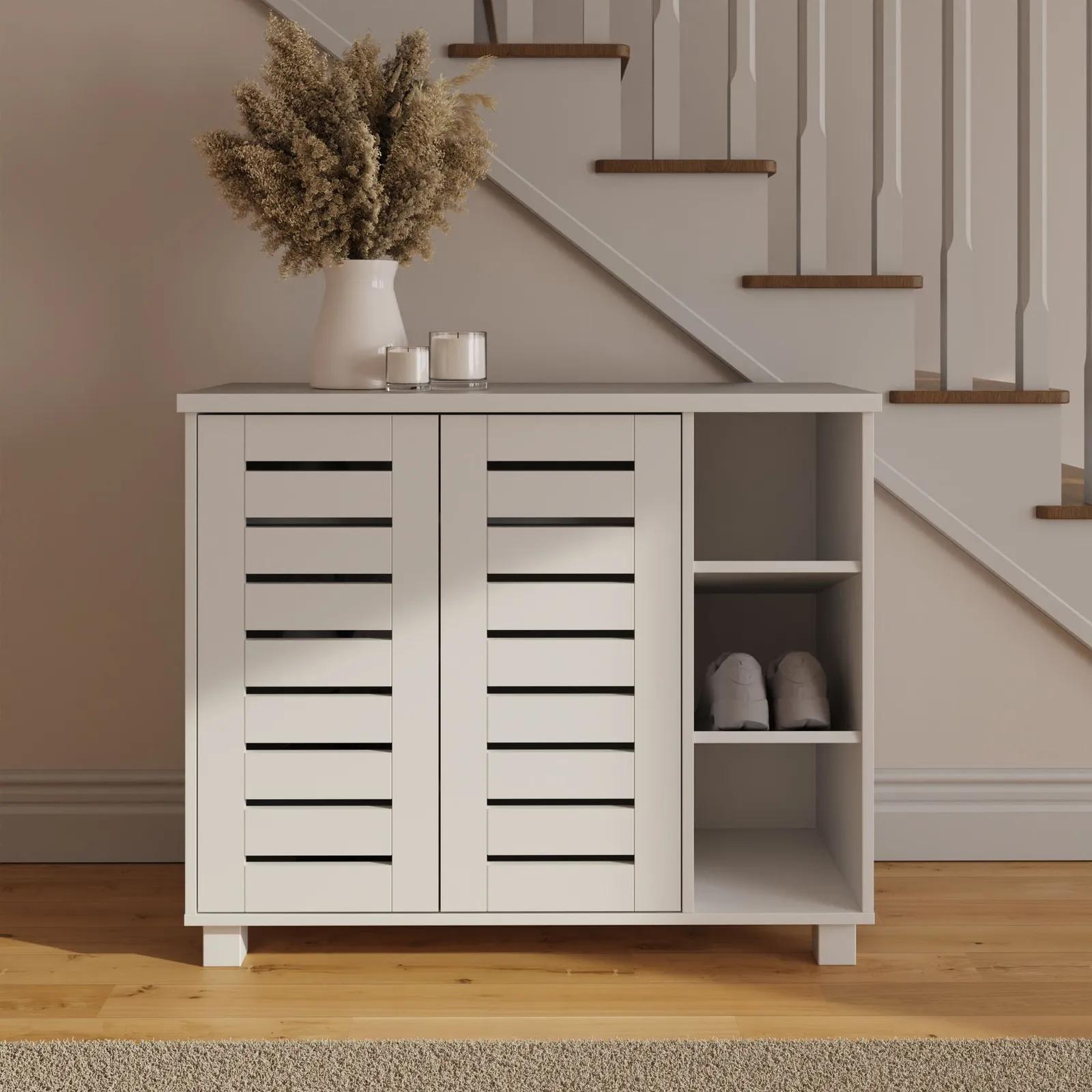 GFW Bodie 2 Door 3 Shelf Shoe Cabinet in White