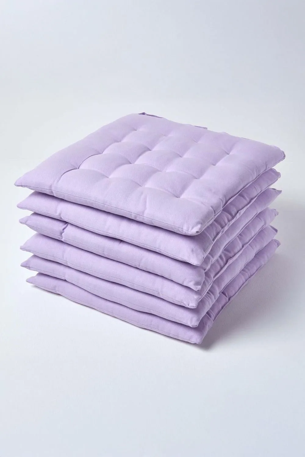 Homescapes 6 Pack Seat Pads Luxury 100% Cotton Indoor Outdoor Garden Cushion, 40cm in Mauve 1