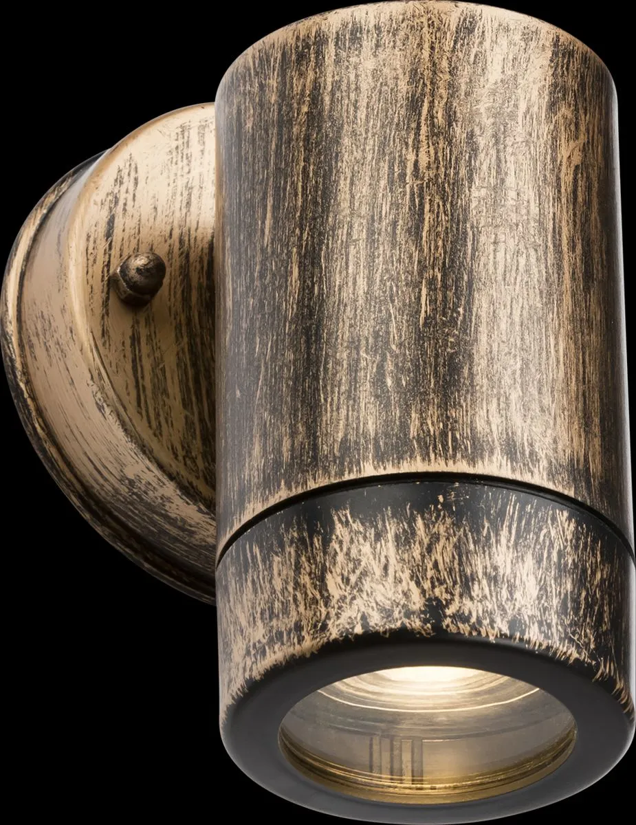 Netlighting Knightsbridge EAMON 230V IP54 GU10 Polycarbonate Single Wall light Brushed Brass EA1BB in Yellow