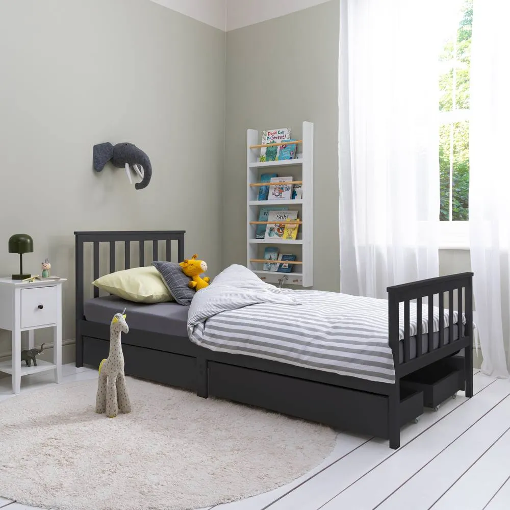 Nöa and Nani Otis Single 3ft Bed with 4 Pull-Out Storage Drawers in Anthracite in Grey 2