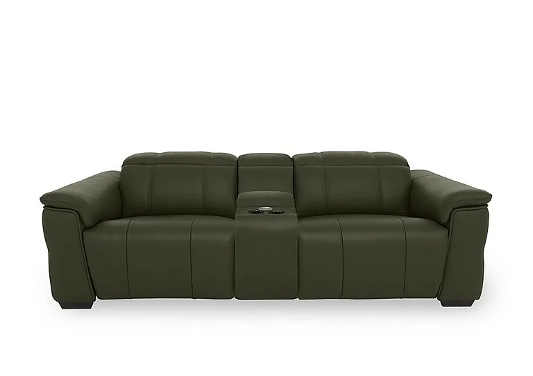 Inca NC Leather 3 Seater Power Recliner Sofa with Pop Up Light Console and Power Headrests - Oslo Pine