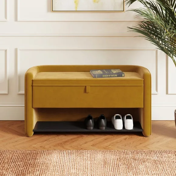 Estelle Velvet Hallway Storage Bench 1