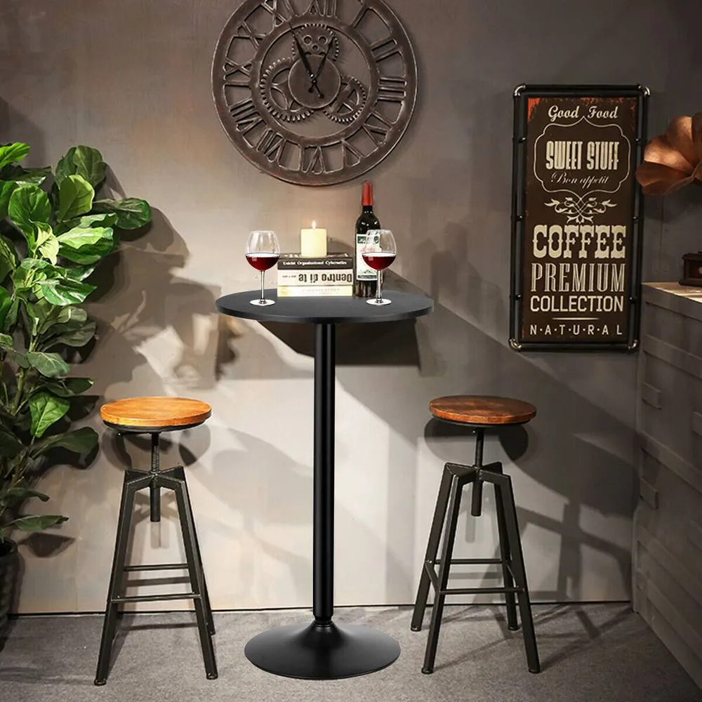 Costway Round Bar Table Counter Bistro Pub Table for Restaurant Kitchen in Black