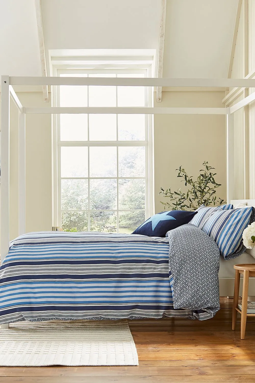 Helena Springfield 'Beach House Stripe' Cotton Duvet Cover Set in Blue