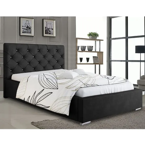 Hyannis Plush Velvet Single Bed In Black