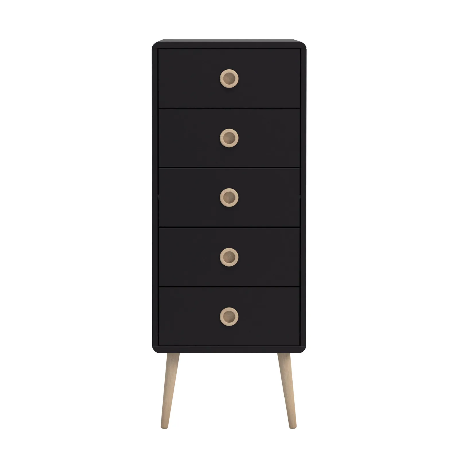 Softline 5 Drawer Tallboy Black