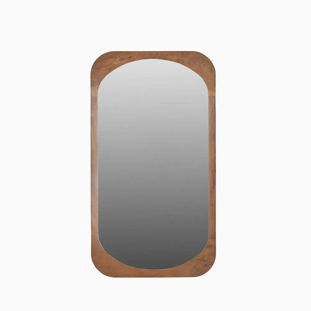 FurnitureboxUK Finley Walnut Wood Medium Rectangle 90x50cm Wall Mirror 2