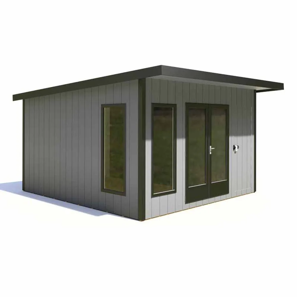 Shires Cali 12x12 ft Pent & Storage Garden Office - L456xW402xH246.1 cm in Light Brown 4