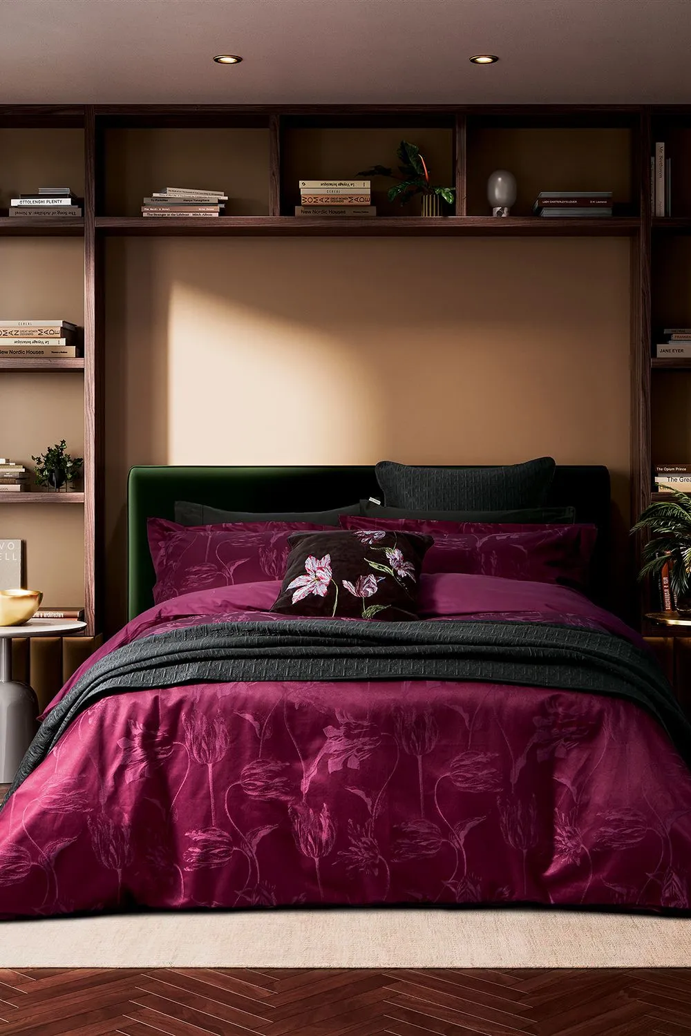 Ted Baker 'Tulips Jacquard' Cotton Velvet Cushion in Black 4