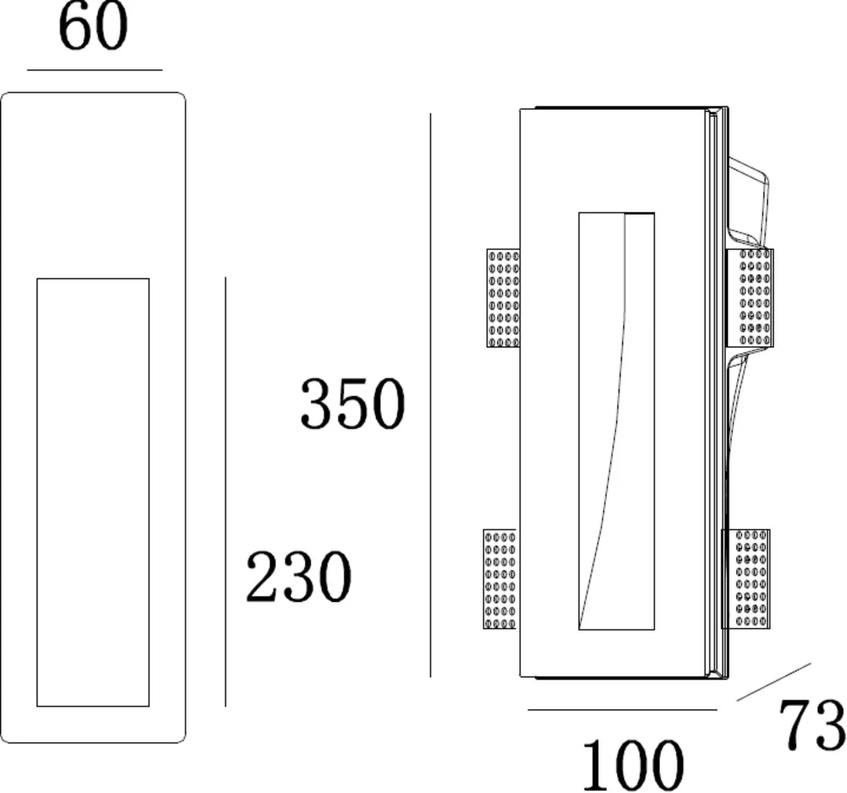 Netlighting GU10 Recessed Rectangular Plaster Wall Light 230V IP20 35W in White 2