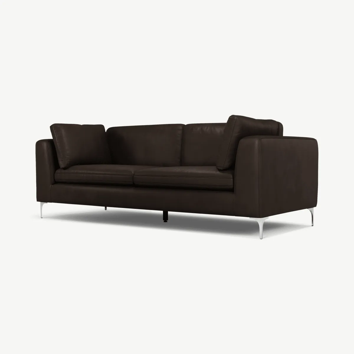 Monterosso 3 Seater Sofa, Denver Dark Brown Leather with Chrome Leg