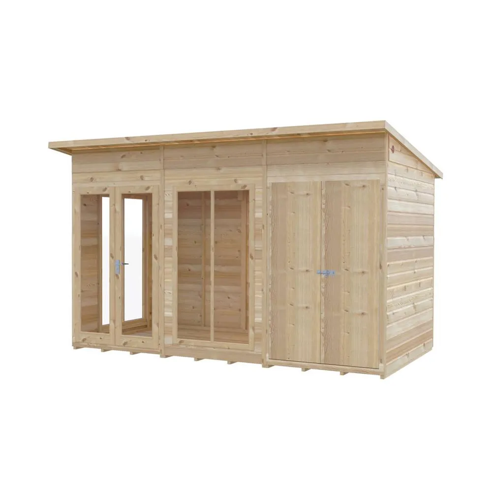 Shires Lela 12x6 Summerhouse including Storage - L185.8 x W357 x H228.4 cm in Light Brown 4