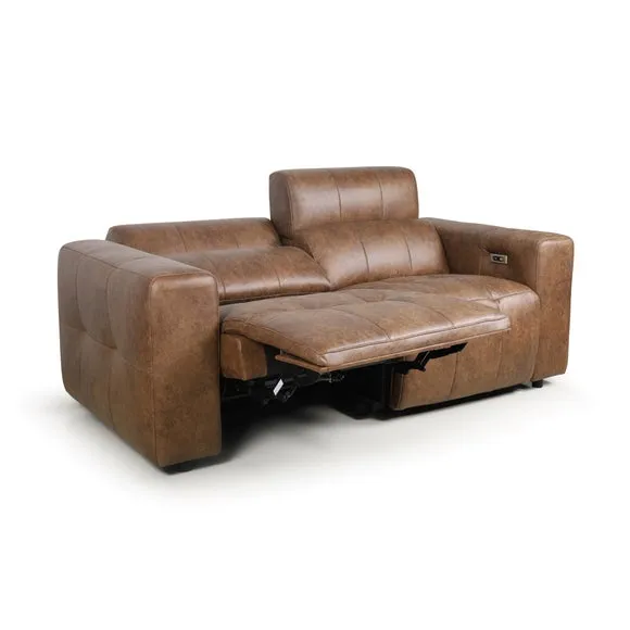 Akari Quilted Faux Leather Power Recliner 3 Seater Sofa 6