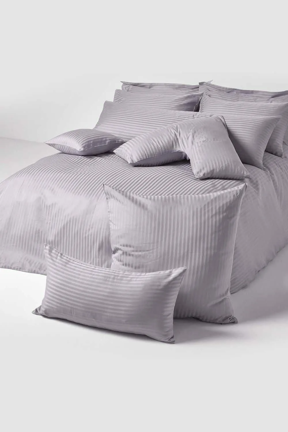 Homescapes Egyptian Cotton Satin Stripe Housewife Pillowcase 330 TC in Grey 5
