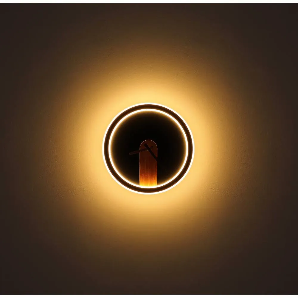 Netlighting Sussy 31cm Integrated LED Wall Lamp Matt Black LED 3000K Clock 3