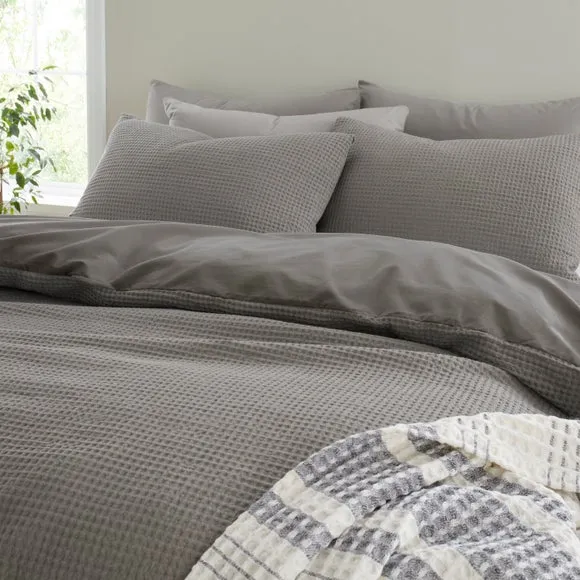 Ashton Waffle 100% Cotton Duvet Cover & Pillowcase Set 4