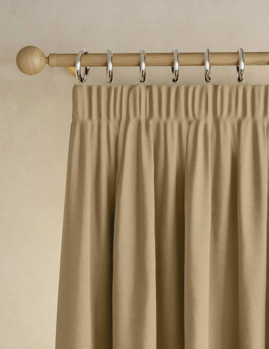 M&S Brushed Pencil Pleat Blackout Thermal Curtains Bronze