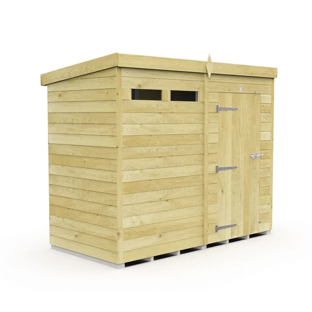 Buttercup Farm 8 x 4 Feet Pent Security Shed - Single Door - L118 x W243 x H201 cm in Brown