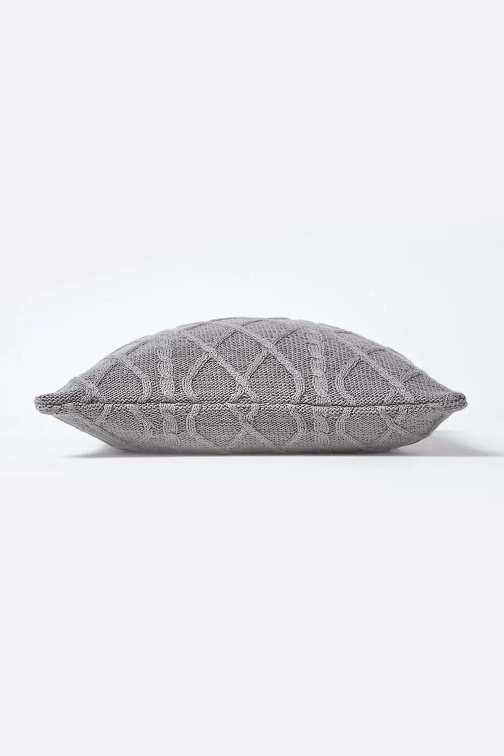 Homescapes Diamond Cable Knit Cushion Cover in Grey 2
