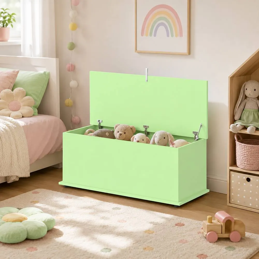HOMCOM Storage Chest With Lid, 114L Storage Box, Green 2