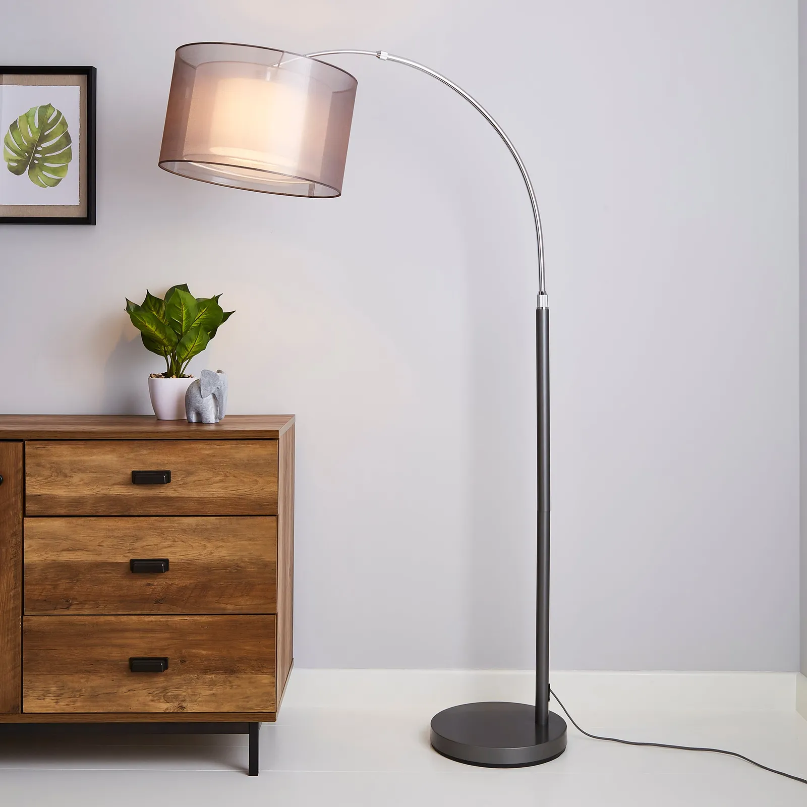 Echo Organza Arc Floor Lamp Grey Grey