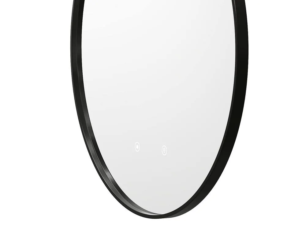 Vente-unique Round Illuminated Anti-Fog Bathroom Mirror With Black Contour - D60 Cm 5
