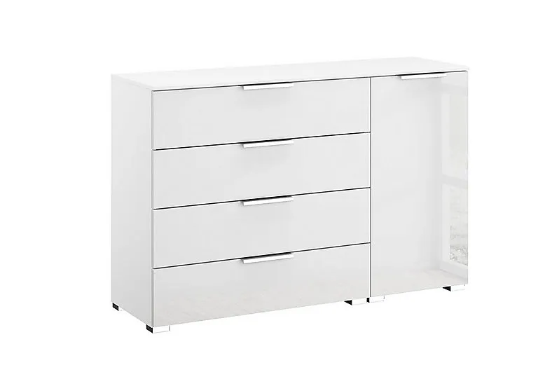 Formes Glass 4 Drawer 1 Door Chest - White/White Front
