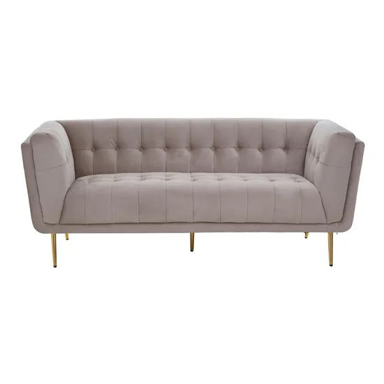 Harino Velvet Upholstered 3 Seater Sofa In Mink
