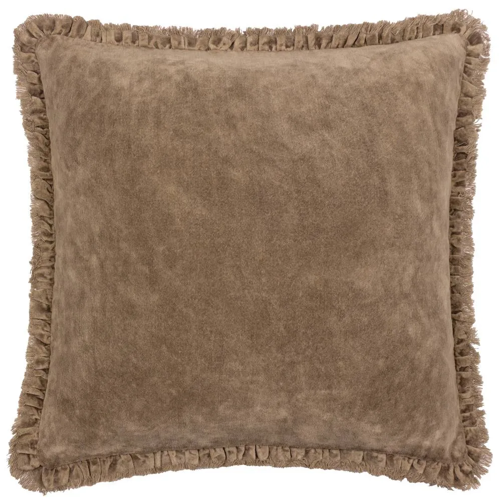 Yard Bertie 100% Cotton Velvet Cushion in Chocolate 2