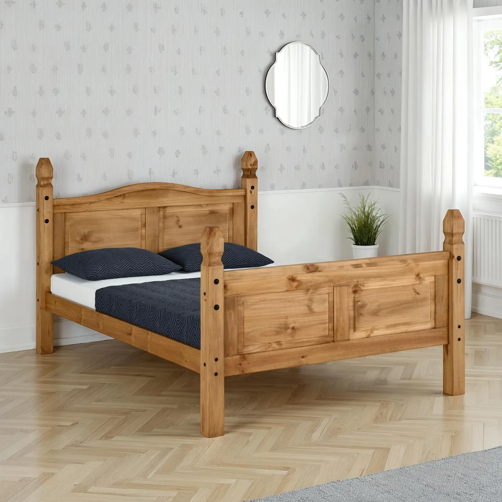 Seconique Corona 4'6" Double Bed High Foot End in Natural