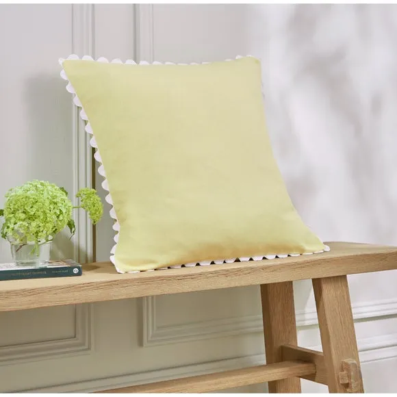 Ric Rac Trim Cotton Square Cushion Cover
