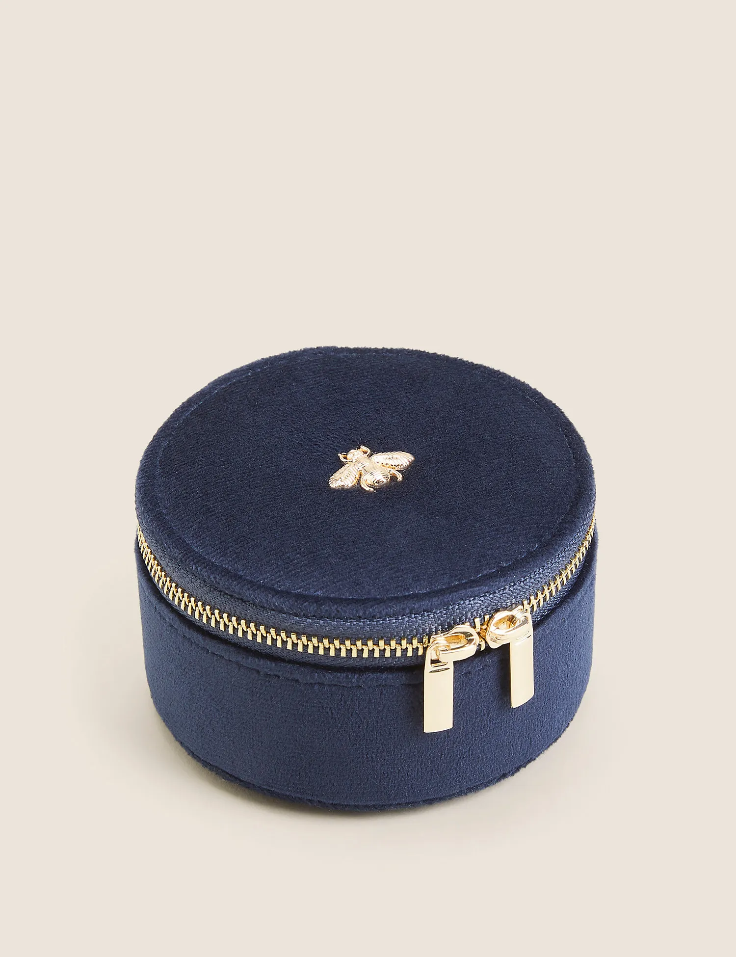 M&S Small Round Velvet Bee Jewellery Box
