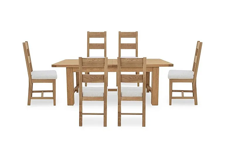 Augusta Large Rectangular Extending Dining Table and 6 Wooden Ladderback Chairs