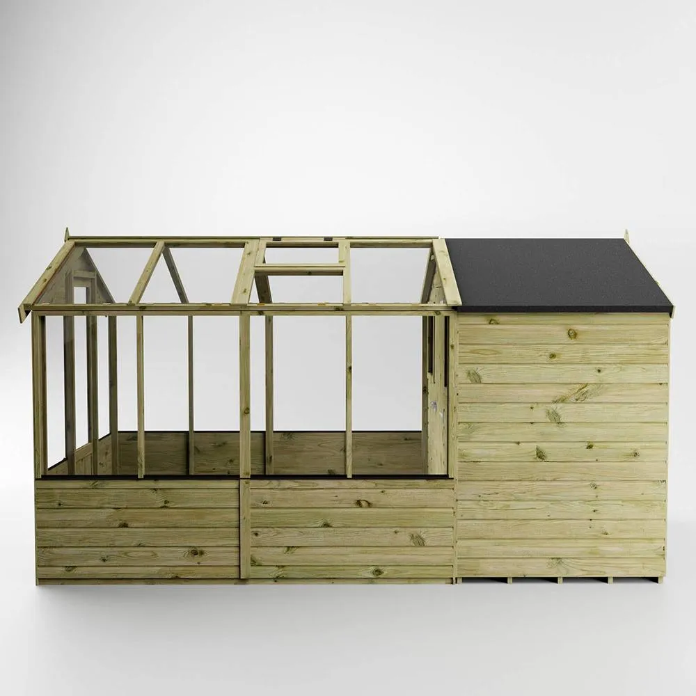 Mercia Traditional Apex Greenhouse/Shed Combo - L367.7 x W204.1 x H205.9 cm in Brown 5
