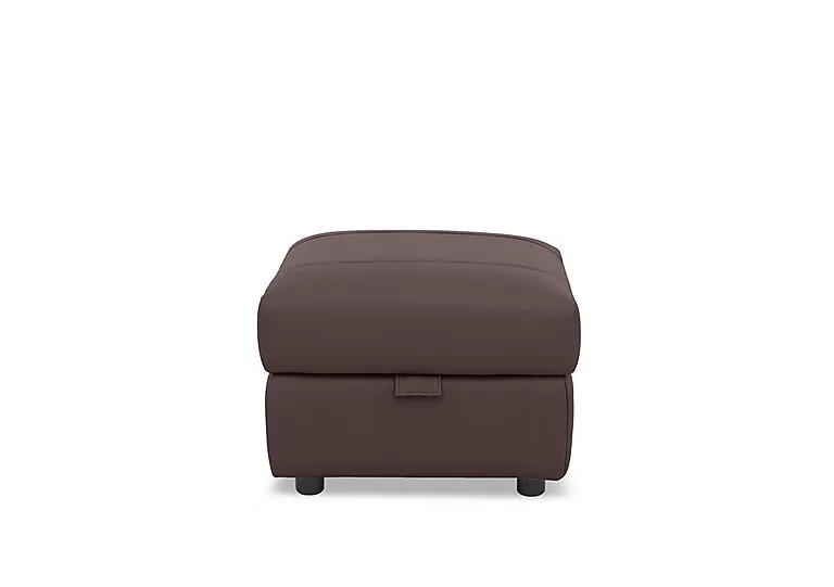 Raven Leather Storage Footstool