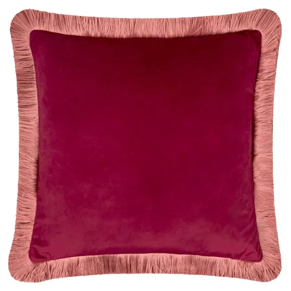 Furn. Halo Fringed Velvet Square Cushion 2