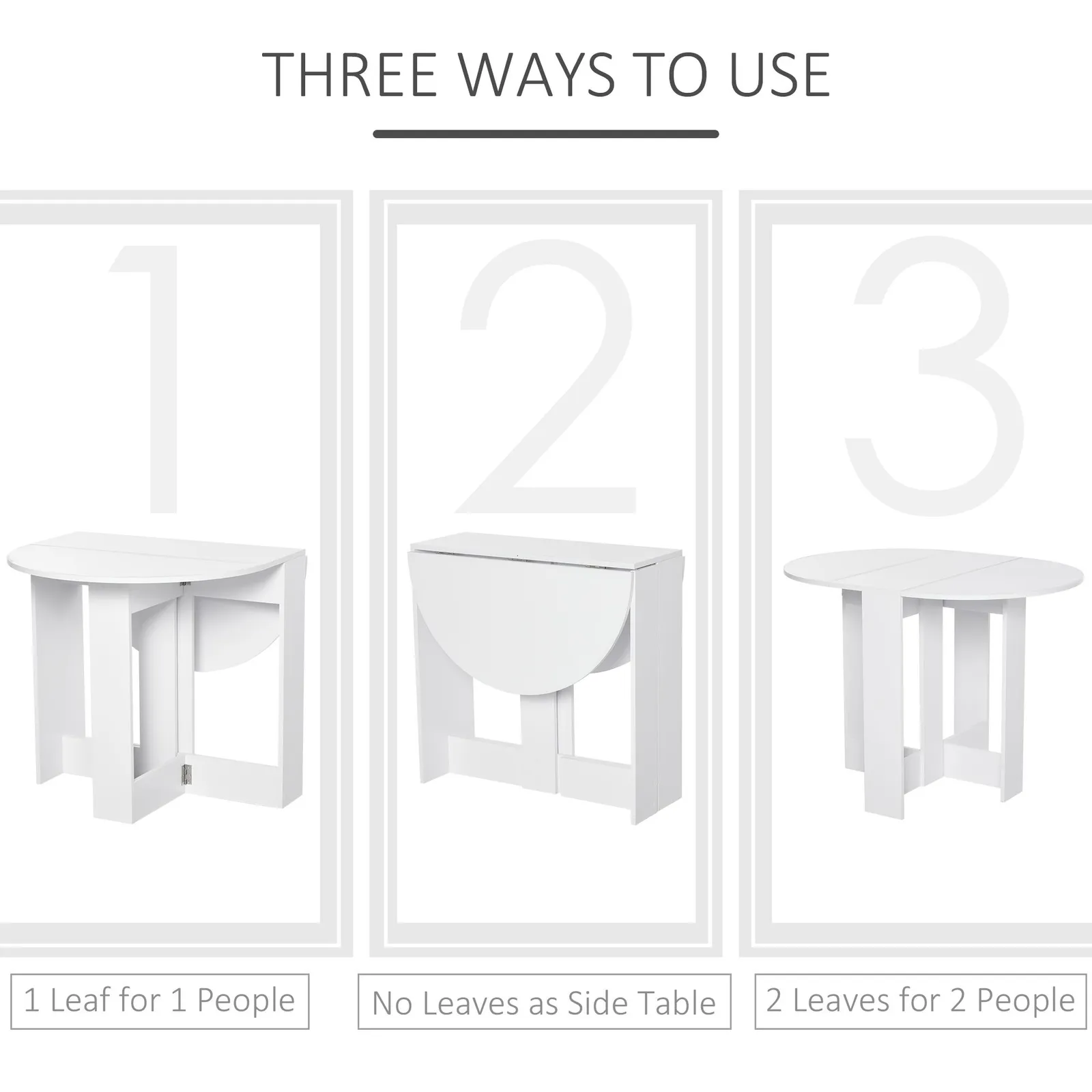 HOMCOM Folding Dining Table Foldable Drop Leaf Dinner Table for Kitchen in White 4