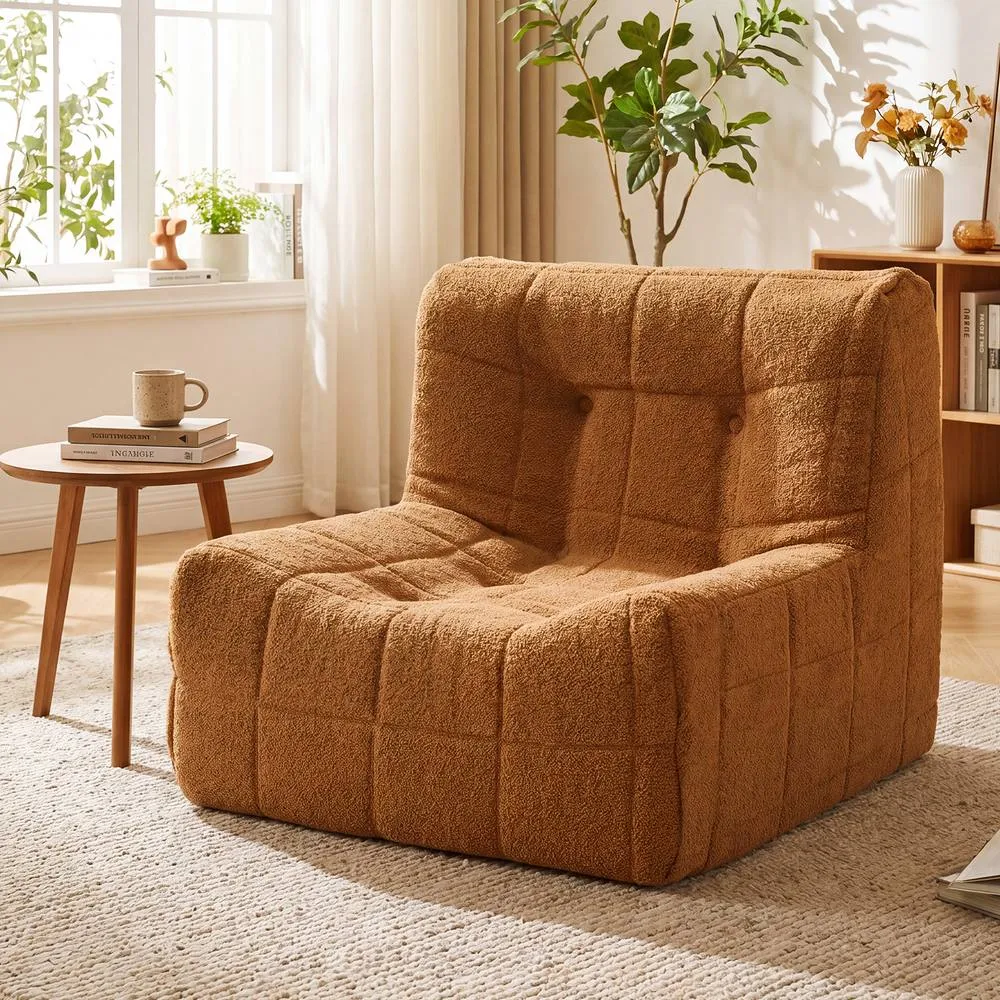 Costway Bean Bag Chair Comfy Lounge Chair Armless Upholstered Lazy Floor Sofa in Brown 3