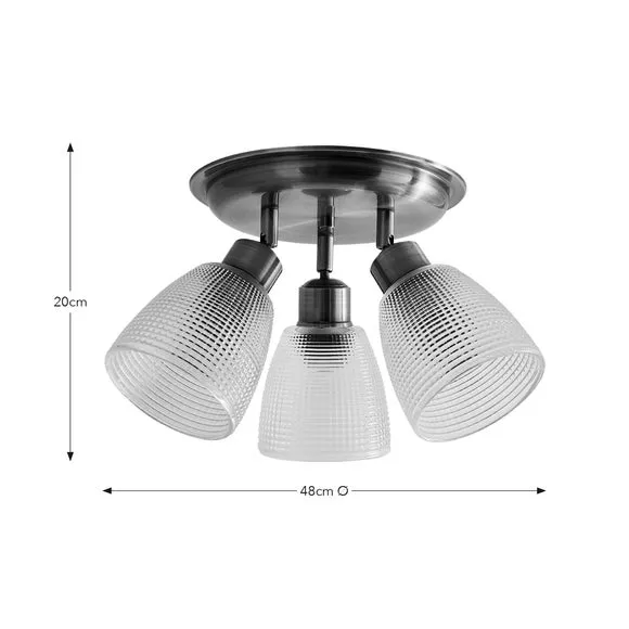 Kibworth Ribbed 3 Light Adjustable Semi Flush Spotlight 6