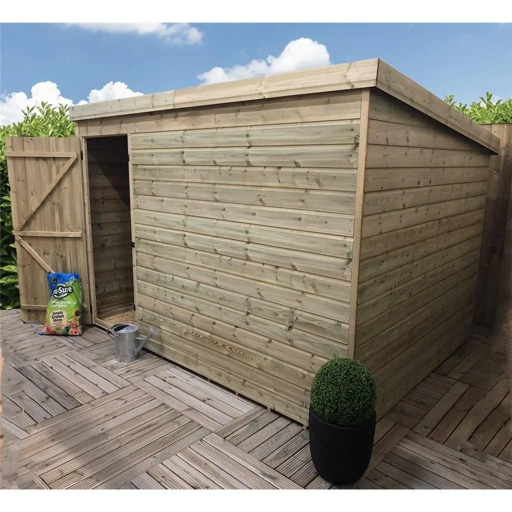 Marlborough 10 x 4 Pressure Treated Pent Garden Shed with Single Door in Natural 6