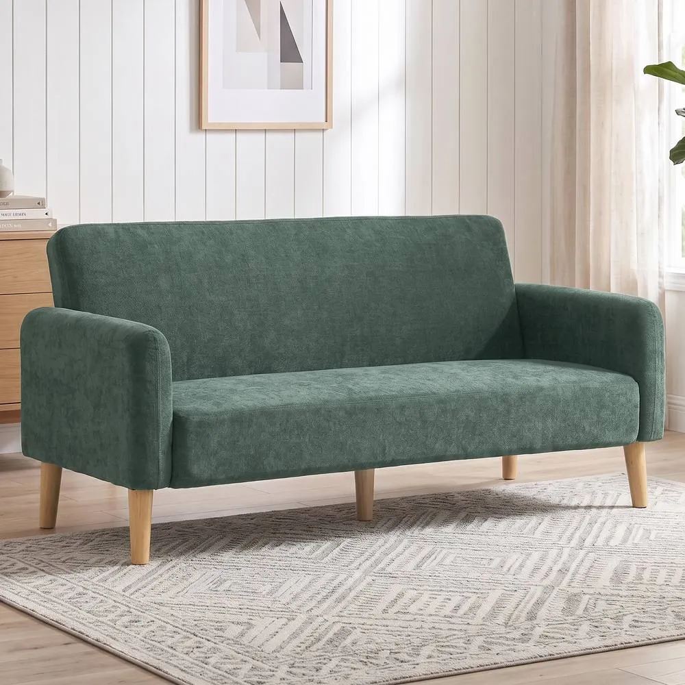 HOMCOM 2 Seater Sofa, Velvet Small Couch with Plush Backrest, Dark Green 2