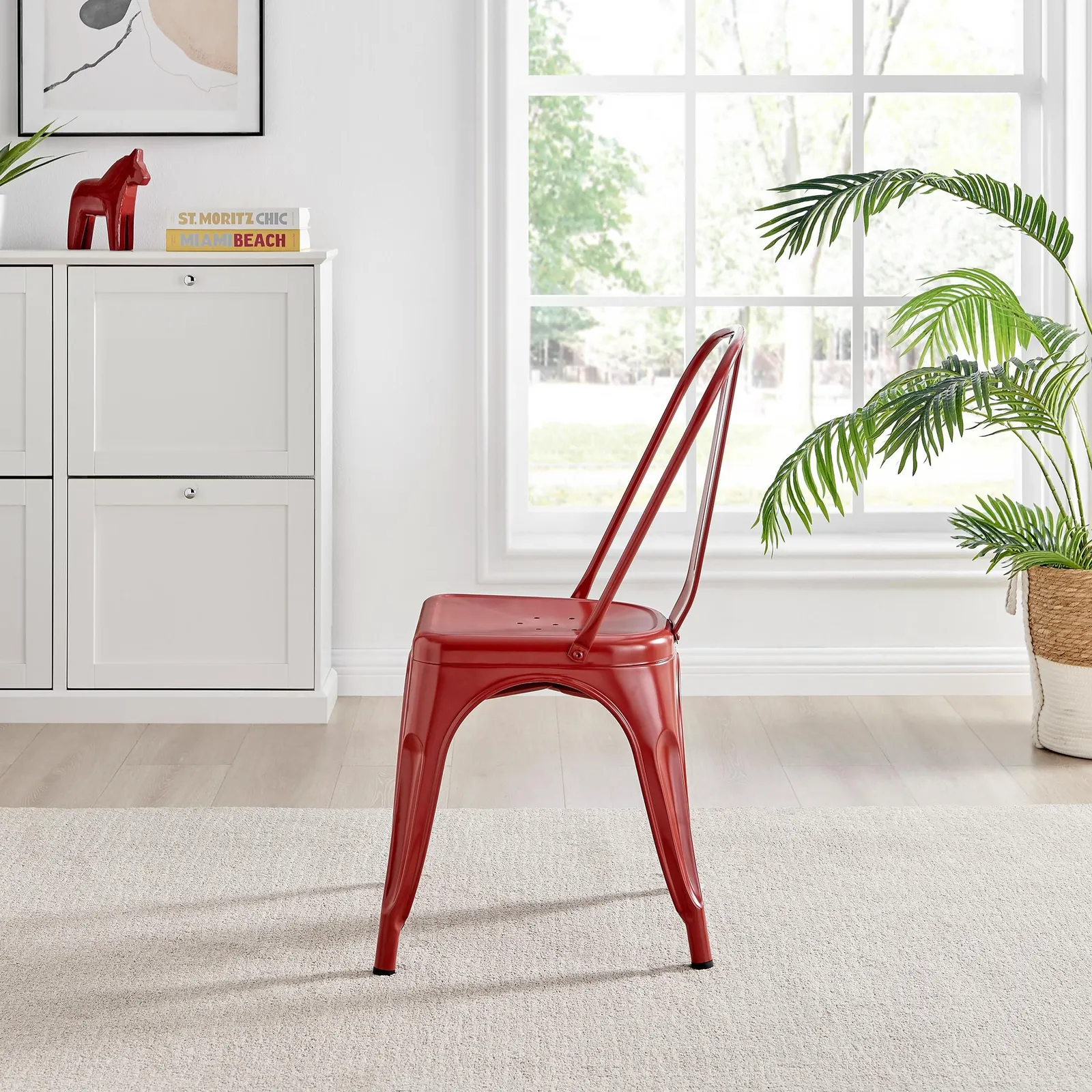 FurnitureboxUK Set of 2 Colton Industrial Steel Stackable Tolix Style Dining Chairs in Red 5