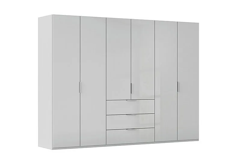 Formes 6 Door Bifold Combi Glass Wardrobe - Silk Grey/Silk Grey Front